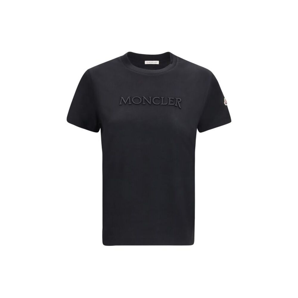 Moncler Women Cotton T-Shirt With A Tone On Tone Embroidered Logo